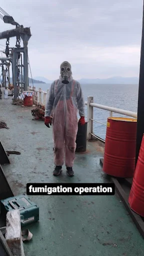 Gemide uygulama yapan Port Fumigasyon ekibi